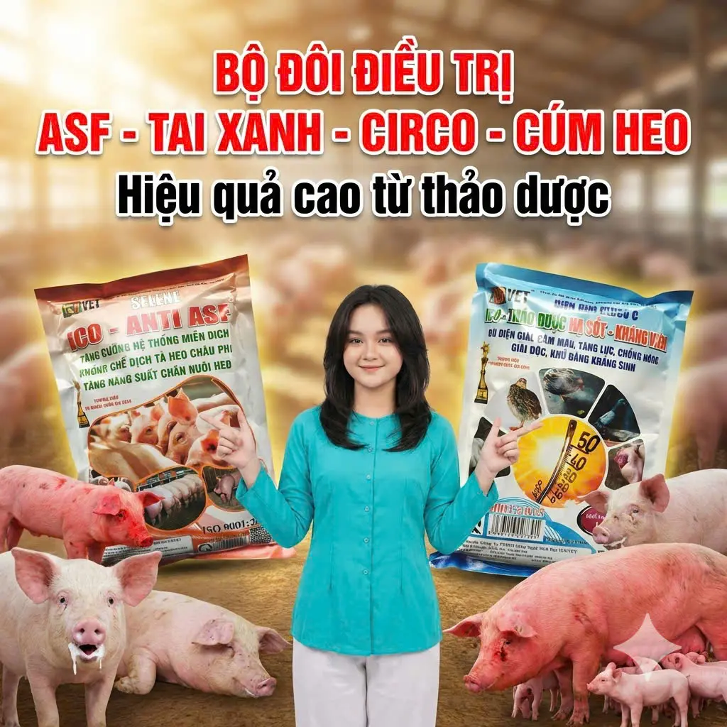 ICO-ANTI ASF THẢO DƯỢC HẠ SỐT KHÁNG VIÊM - Đặc trị ASF, tai xanh, LMLM, Cúm heo, Circo