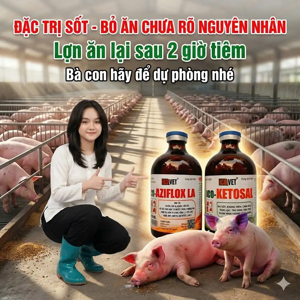 ICO-AZIFLOX LA KETOSAL - Đặc trị sốt, bỏ ăn không rõ nguyên nhân