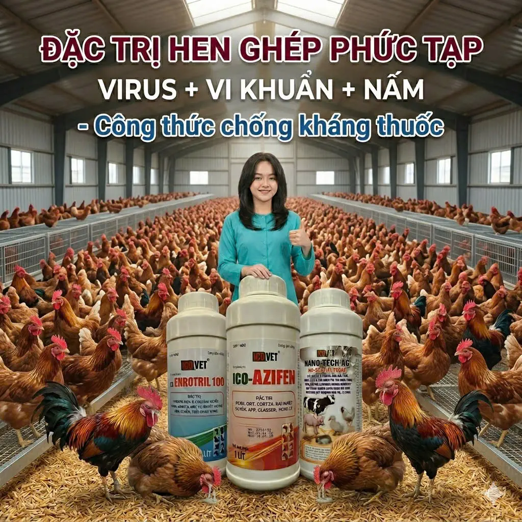 ICO-ENROTRIL 100 AZIFEN NANO TECH AG - Đặc trị hen ghép công thức chống kháng thuốc