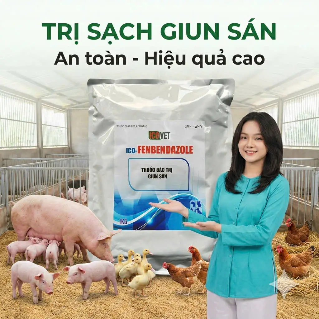 ICO-FENBENDAZOLE - Trị sạch giun kim, sán dây, sán lá