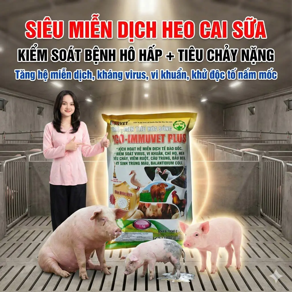 ICO-IMMUVET PLUS - Siêu miễn dịch khống chế virus, vi khuẩn, protozoa, nấm, độc tốc nấm mốc