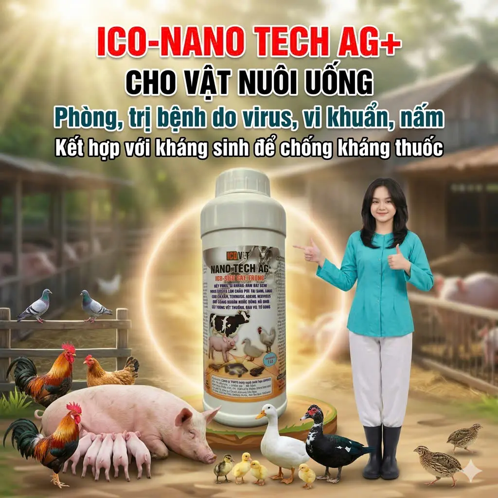 ICO-NANO TECH AG+ - Cho vật nuôi uống, chống kháng kháng sinh