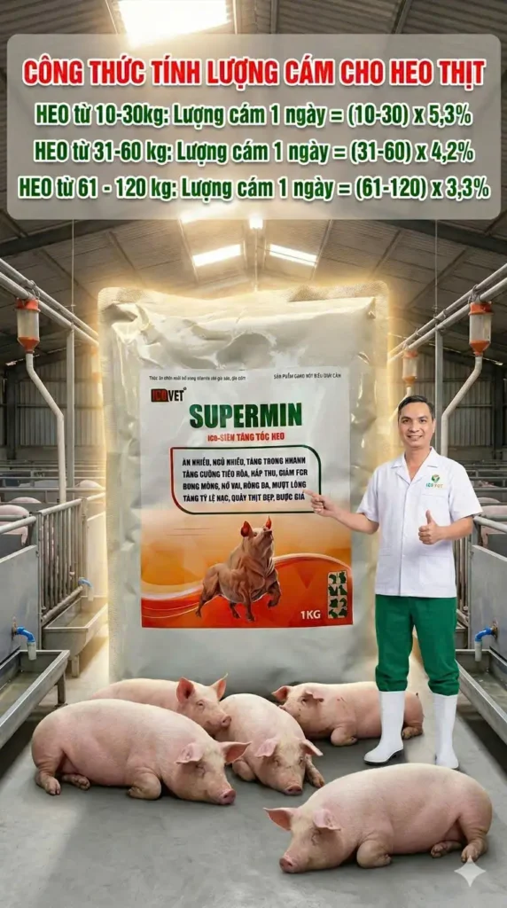 Công thức tính lượng thức ăn cho heo thịt